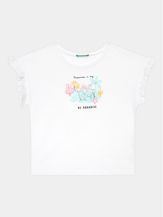United Colors Of Benetton T-Shirt 3096G1093 Biały Regular Fit