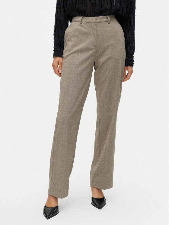 Vero Moda Spodnie materiałowe Kawi 10319665 Beżowy Straight Fit