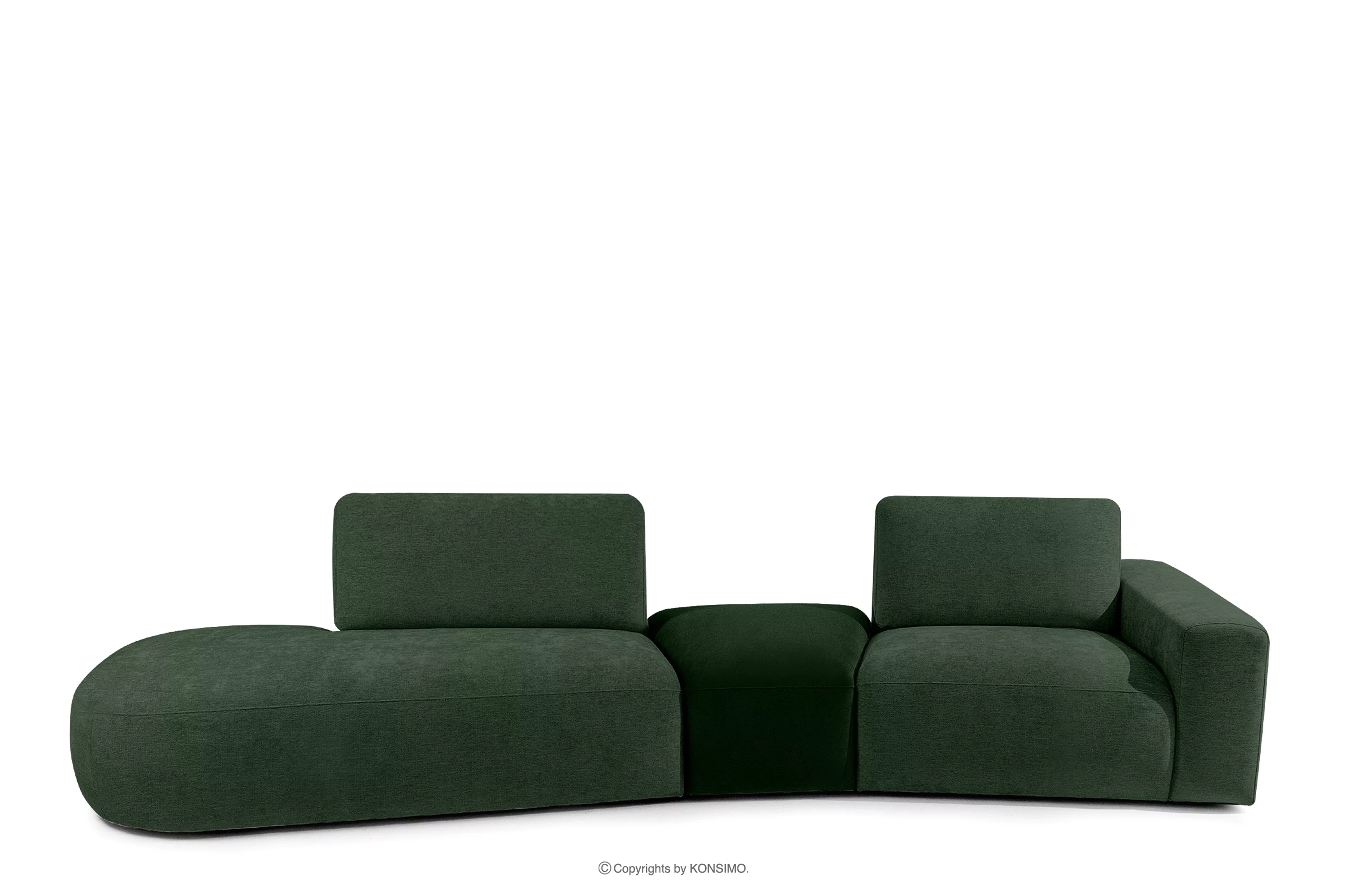 Sofa w tkaninie szenil i welur modułowa ciemny zielony ZUCCO