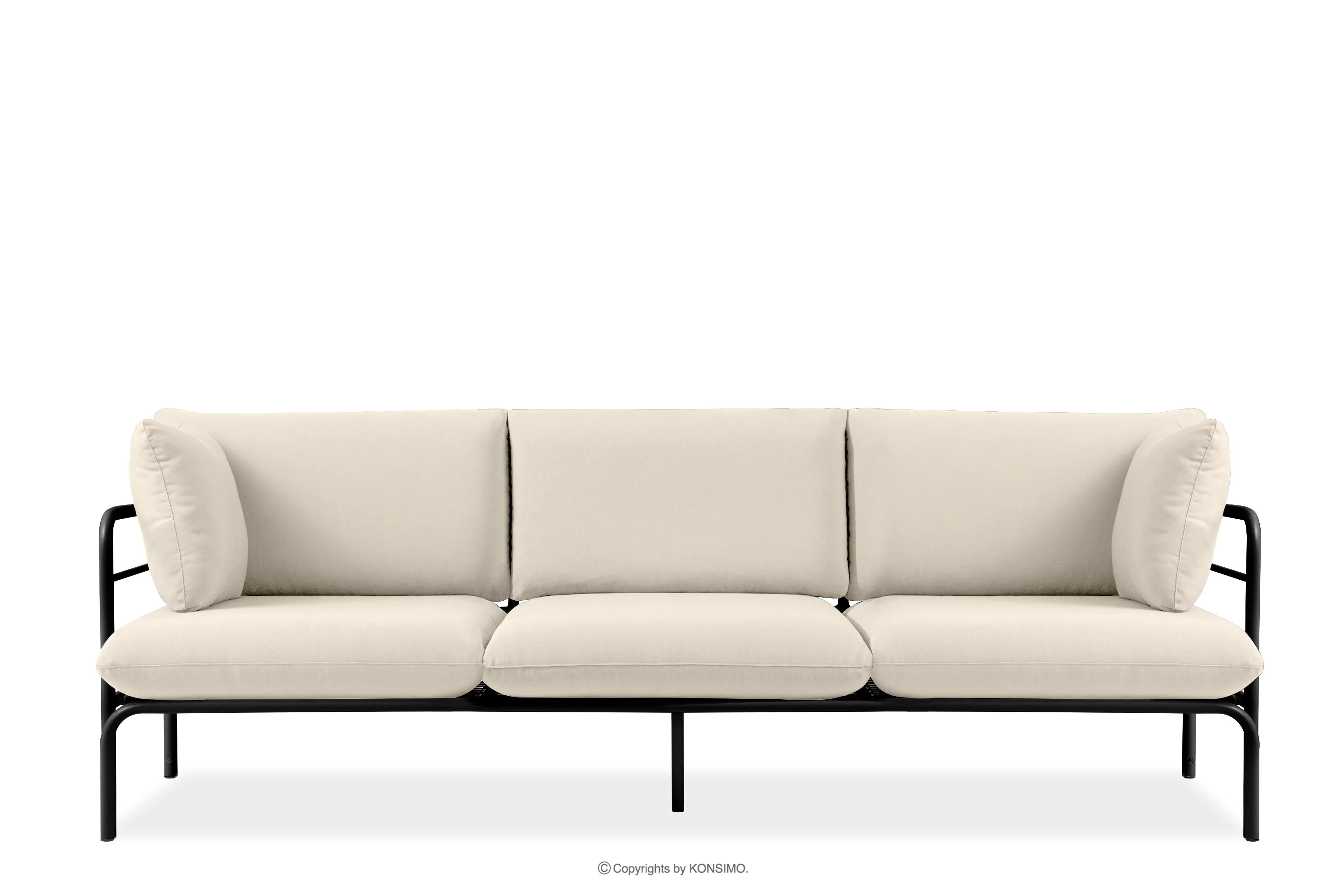 Loftowa sofa ogrodowa 3 na metalowych nogach antracytowy/kremowy RAMBE