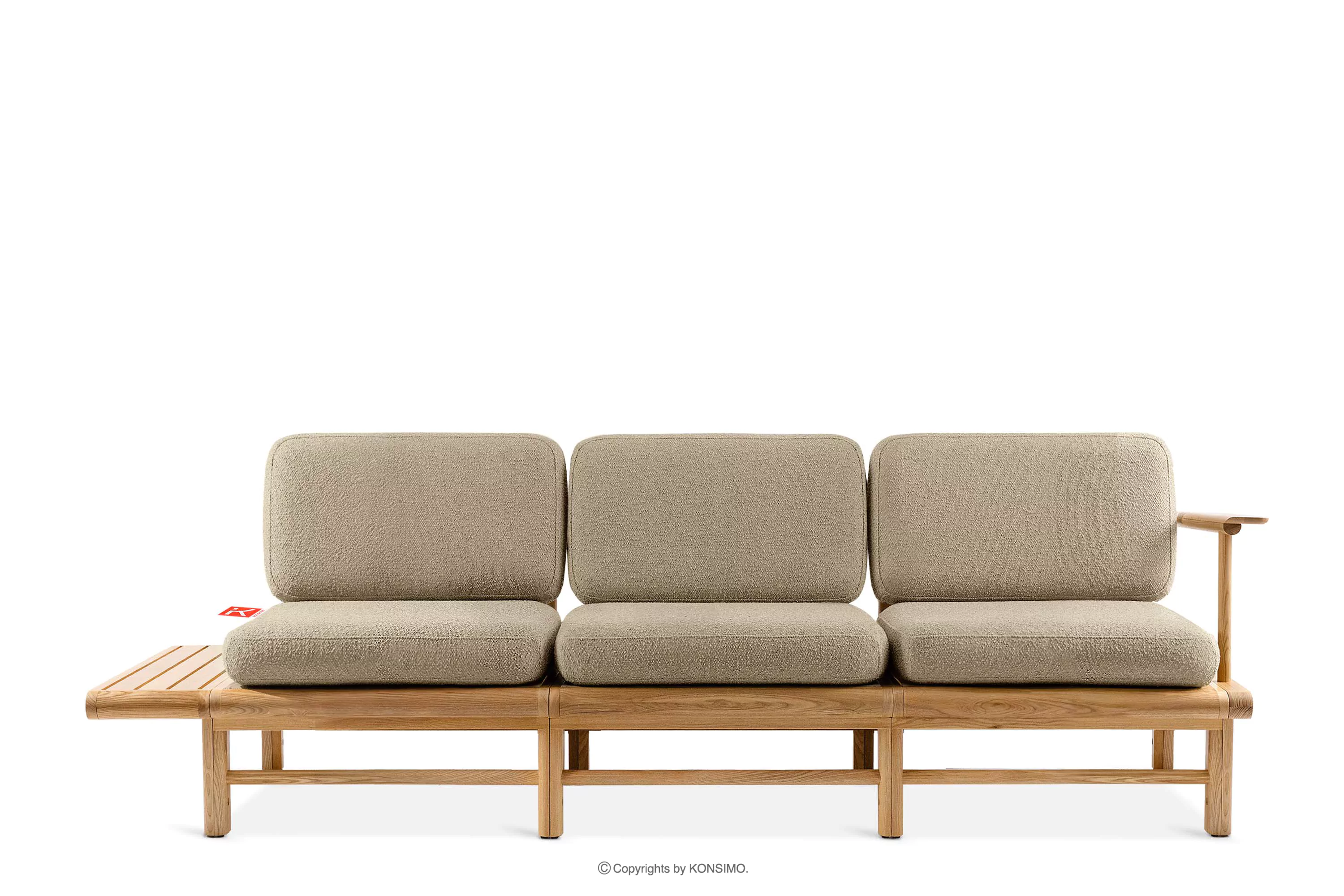 Sofa ogrodowa trzyosobowa z drewna jesionowego beżowy ATREDA