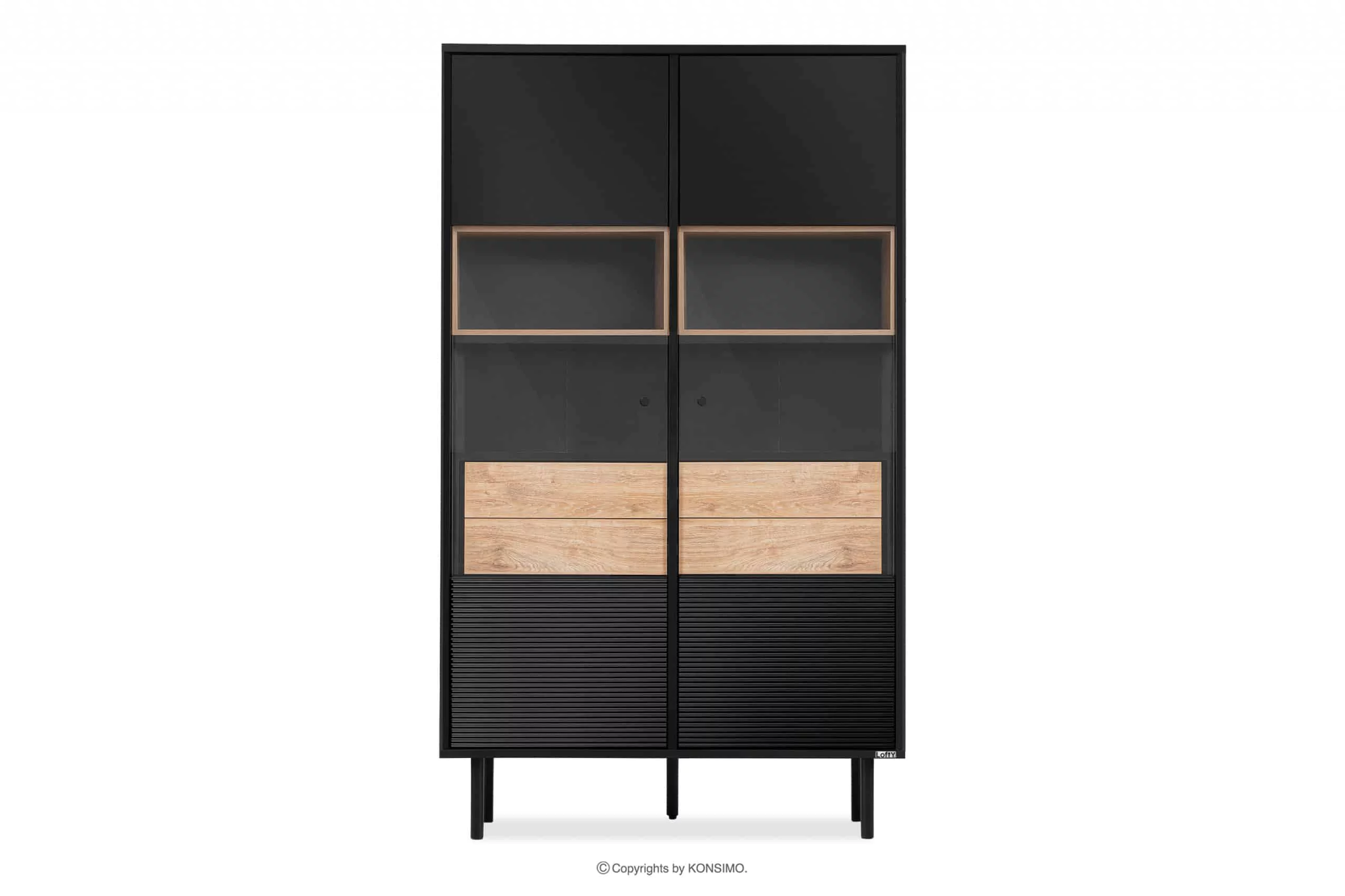 Witryna dwudrzwiowa w stylu loft na wysokich nogach LOFTY