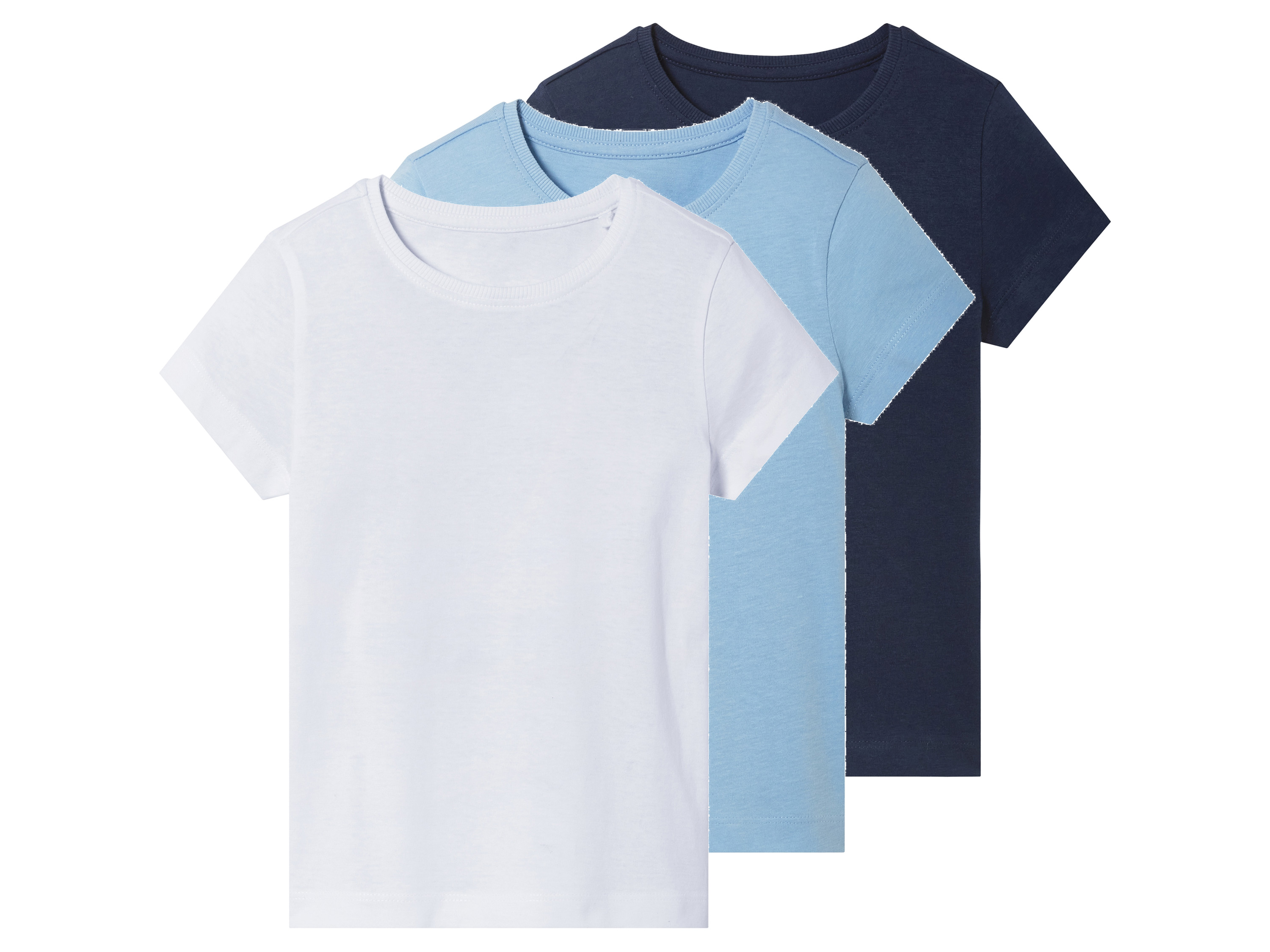 lupilu® T-shirty dziecięce z bawełny, 3 sztuki (Granatowy/niebieski/biały, 122/128)