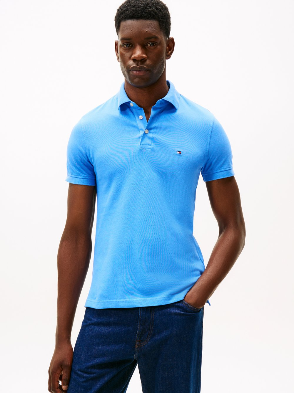Tommy Hilfiger Męska koszulka polo Mężczyźni Bawełna niebieski, S