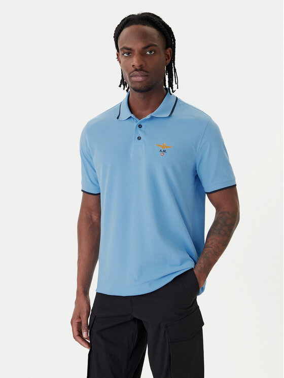 Aeronautica Militare Polo 261PO1308UP00082 Niebieski Regular Fit
