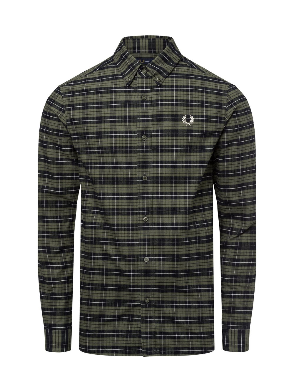 Fred Perry Męska koszula casual Mężczyźni Regular Fit Bawełna zielony, S
