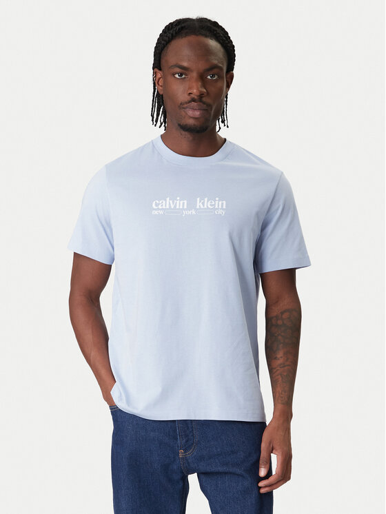 Calvin Klein Jeans T-Shirt NYC Graphic LV14RE831G Niebieski jasny Regular Fit