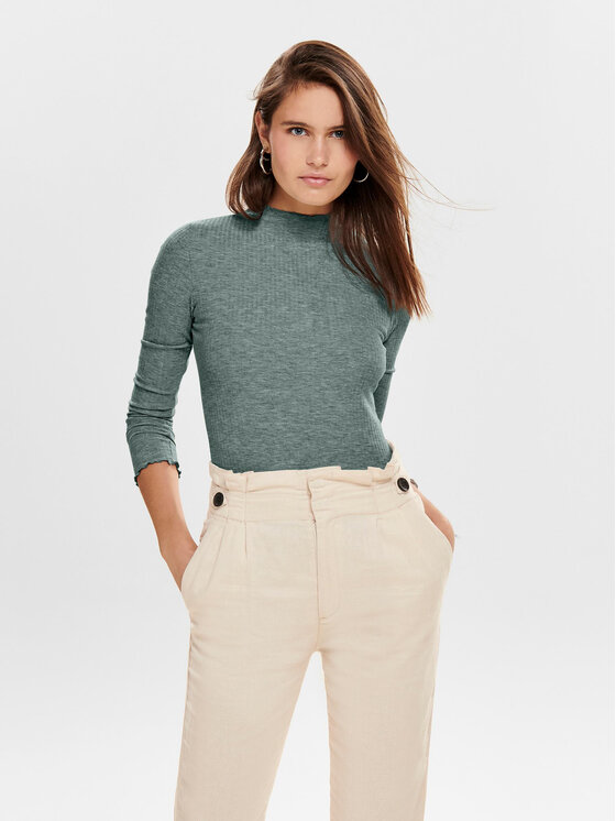 ONLY Bluzka Emma 15180040 Zielony Slim Fit