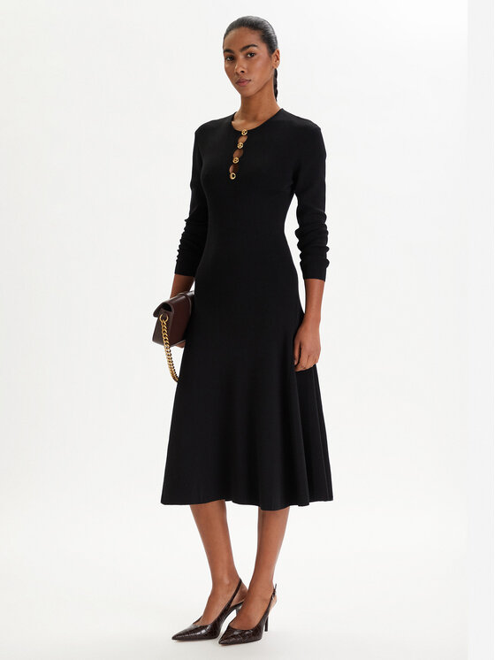 KARL LAGERFELD Sukienka dzianinowa B1W13003 Czarny Regular Fit