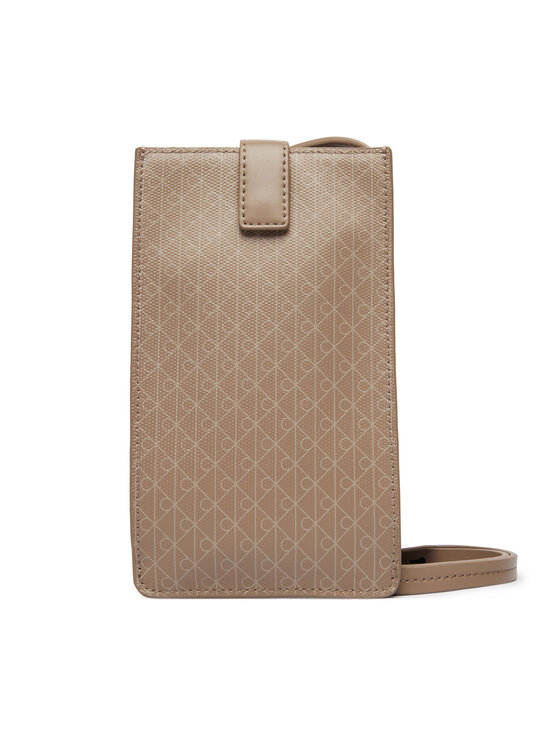 Calvin Klein Torebka na telefon Emblem Aop Phone Crossbody LV04F1115G Brązowy