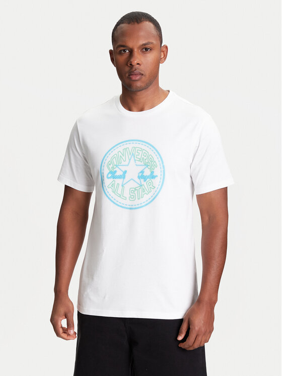Converse T-Shirt Neon Sign All Star Patch 10027722-A02 Biały Regular Fit