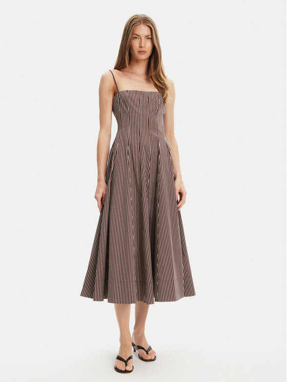 STAUD Sukienka letnia Wylie R25S2108YP Brązowy Slim Fit