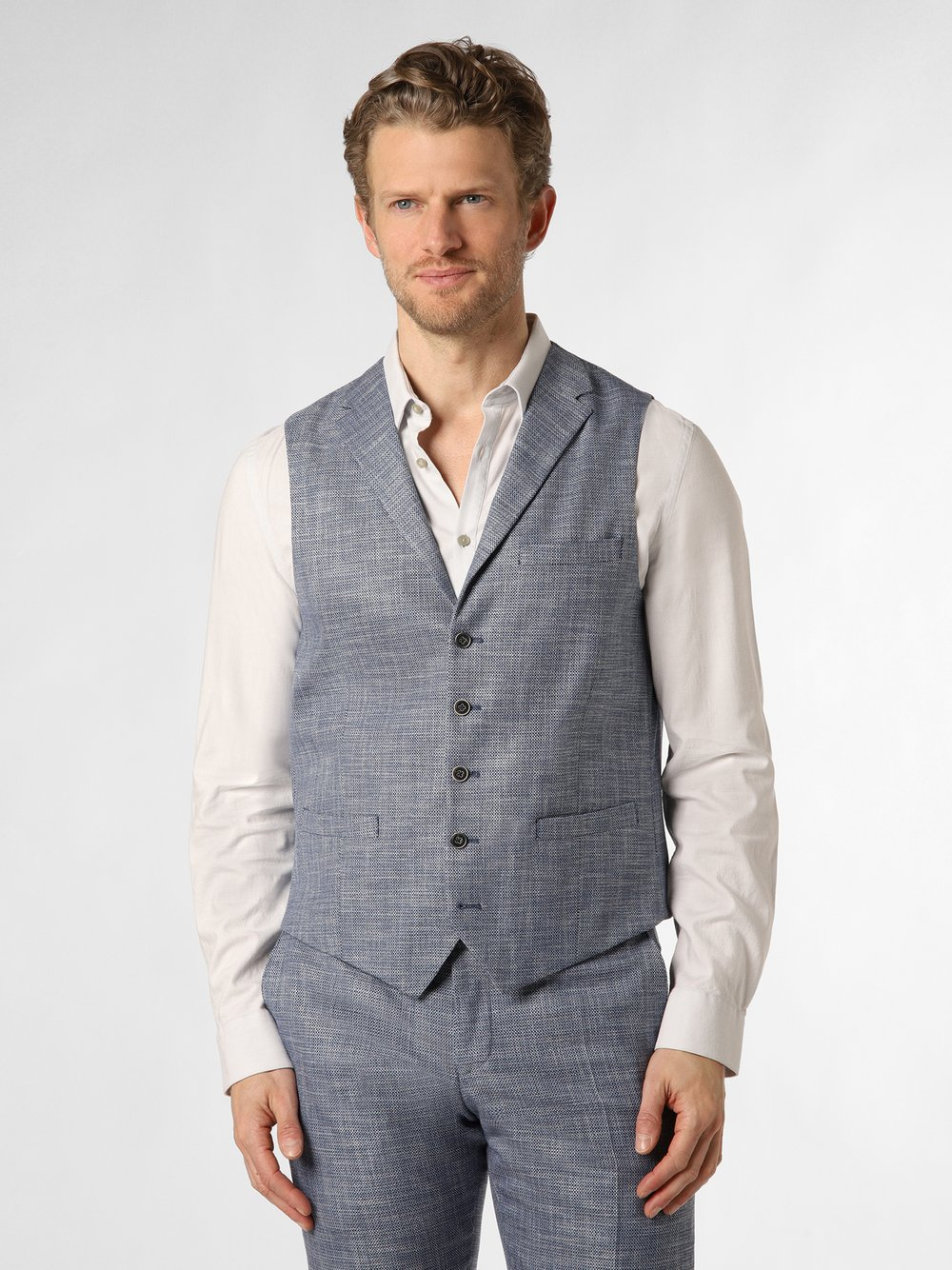 Finshley & Harding Męska kamizelka modułowa - Dan-2 Mężczyźni Modern Fit niebieski, 54