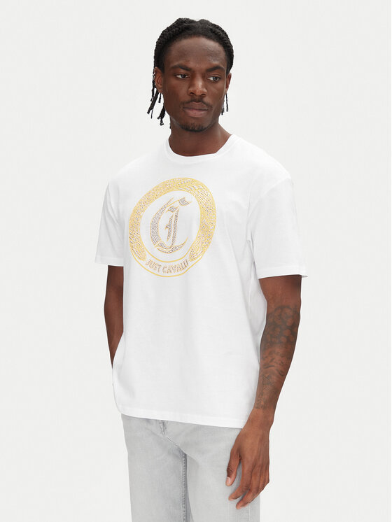 Just Cavalli T-Shirt 78OAHE22 Biały Regular Fit