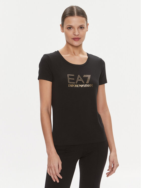 EA7 Emporio Armani T-Shirt 8NTT67 TJDQZ 1200 Czarny Skinny Fit