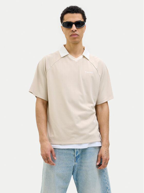 Jack & Jones Polo Lido 12276758 Beżowy Loose Fit