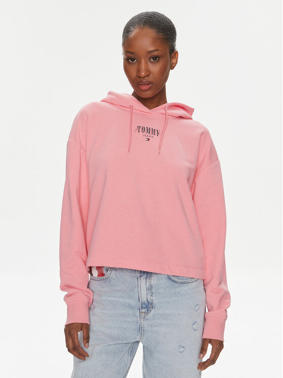 Tommy Jeans Bluza Essential Logo DW0DW17797 Różowy Relaxed Fit