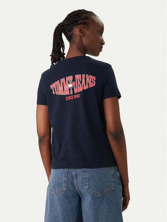 Tommy Jeans T-Shirt Wavy Flag DW0DW22274 Granatowy Regular Fit