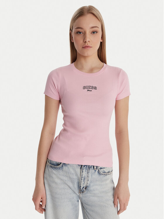 Guess Jeans T-Shirt W6RP21 KA0H1 Różowy Slim Fit