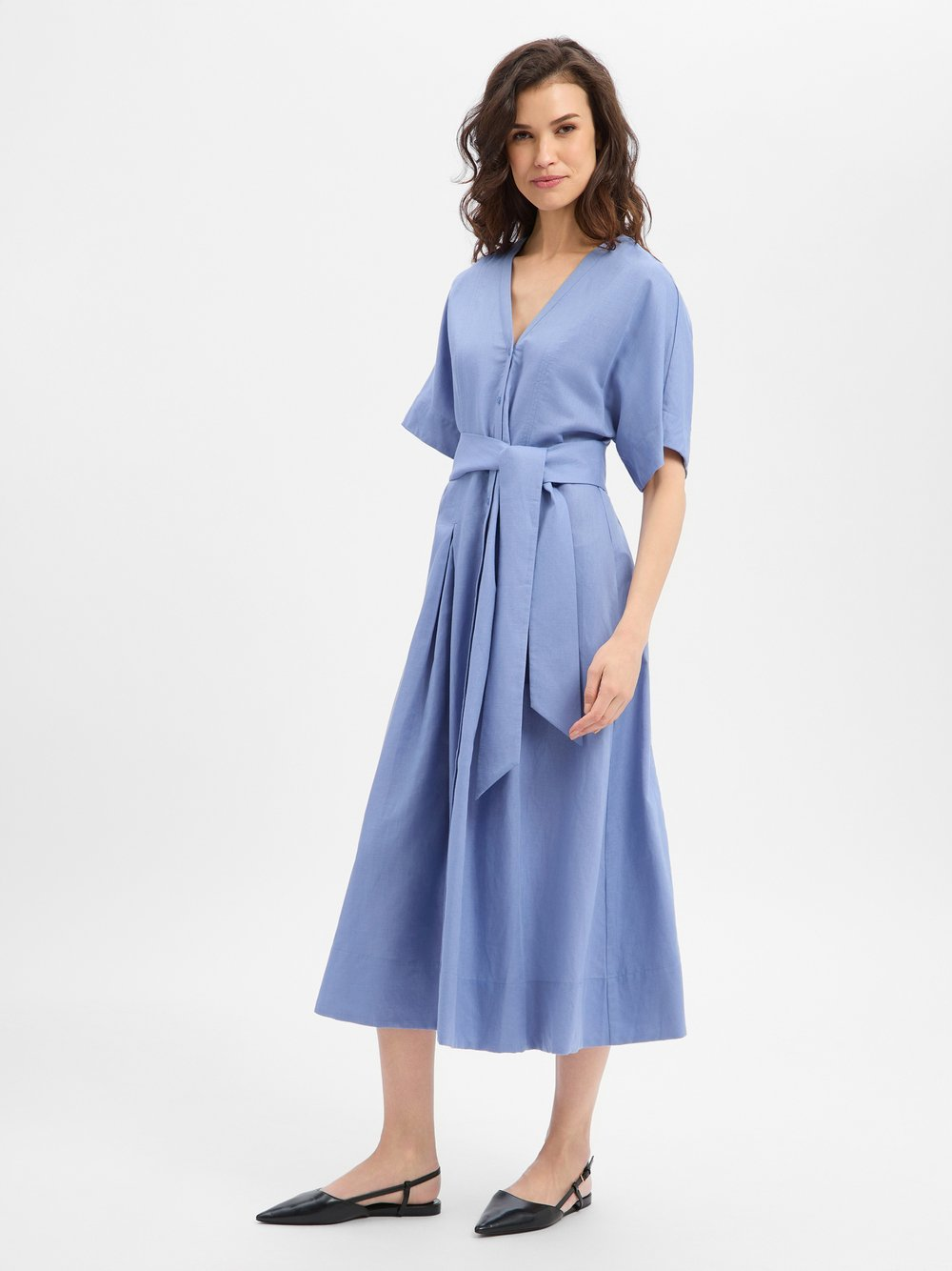 Ambiance Sukienka damska z zawartością lnu Kobiety len niebieski, 40