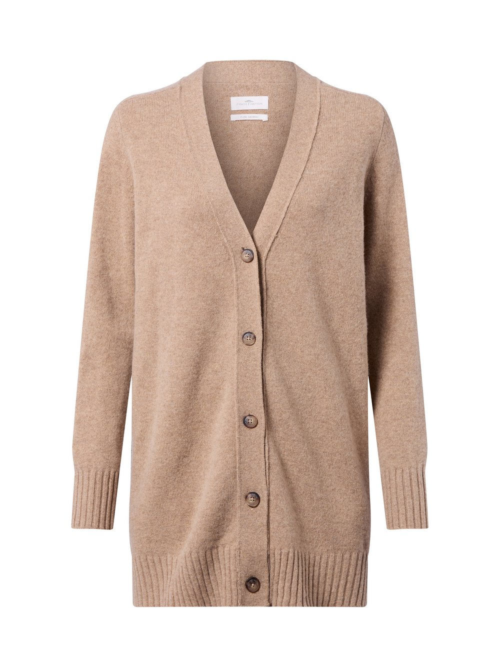 Fynch-Hatton Damski kardigan z wełny merynosów Kobiety Wełna merino beżowy, XL