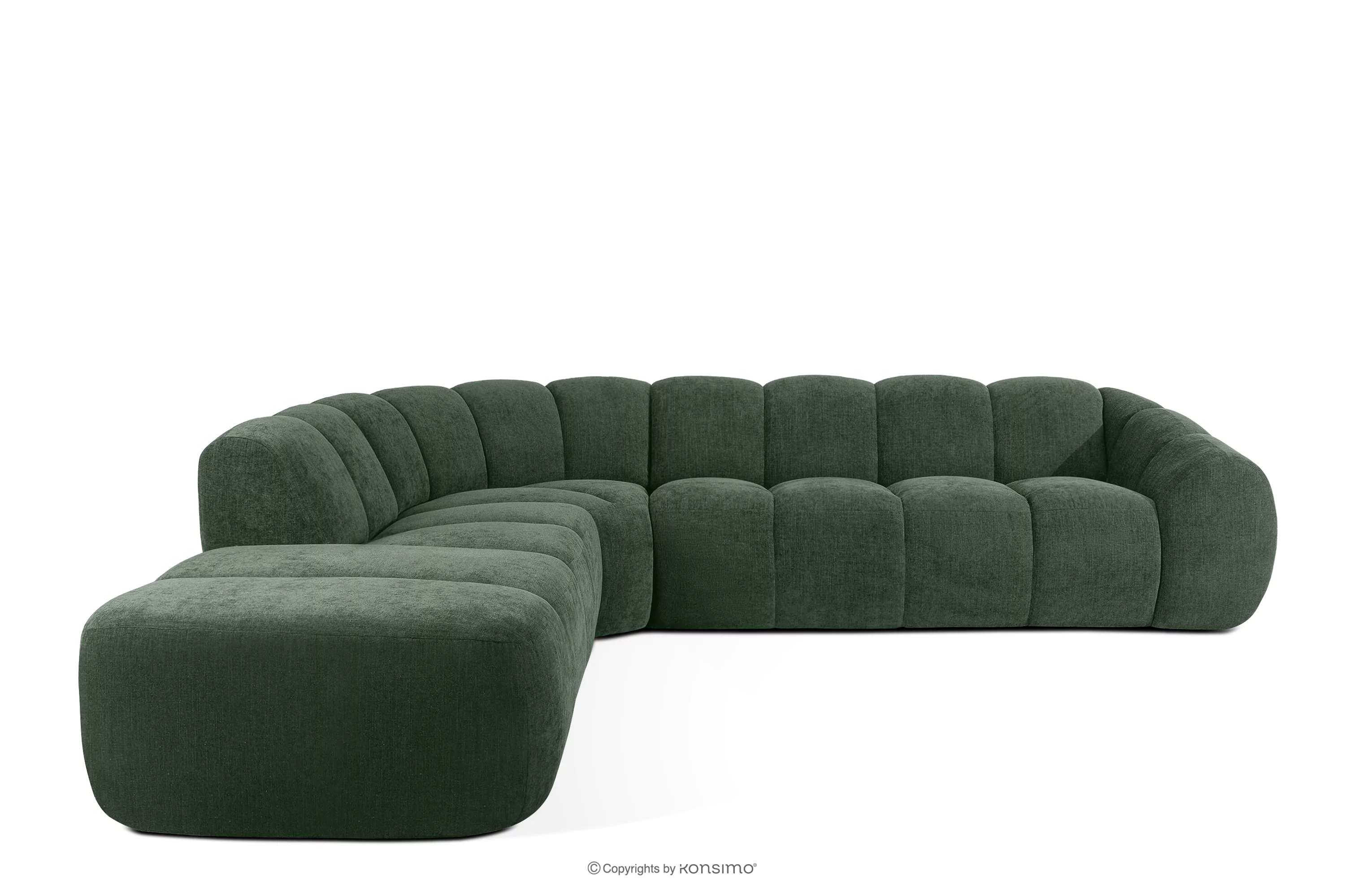 Narożnik curve w stylu retro modern modułowy lewy ciemny zielony FLAVA