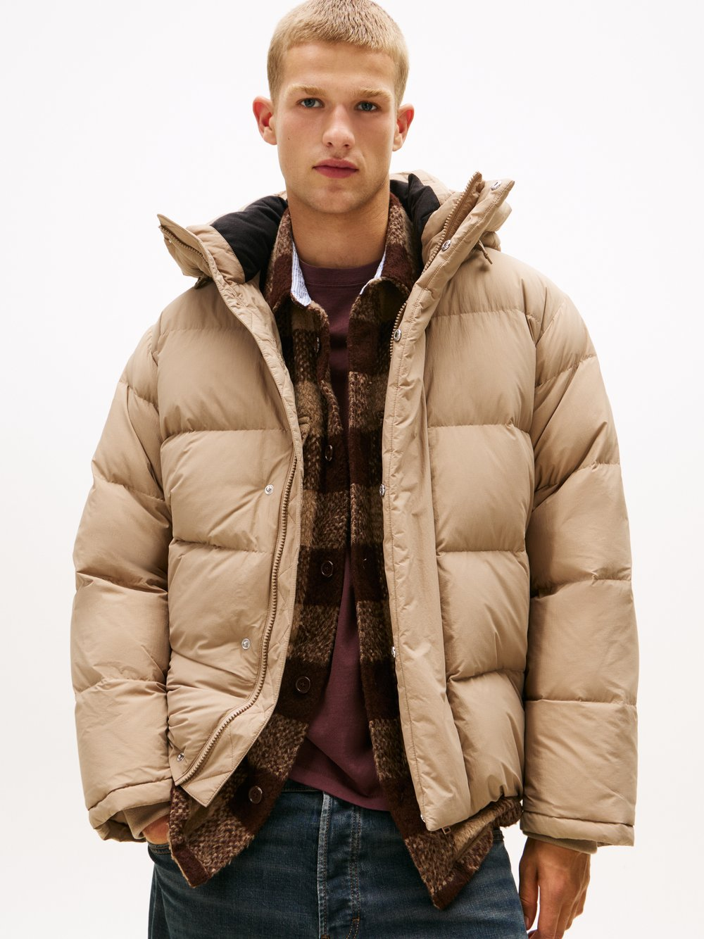 Tommy Jeans Męska kurtka puchowa Mężczyźni Sztuczne włókno brązowy, XXL
