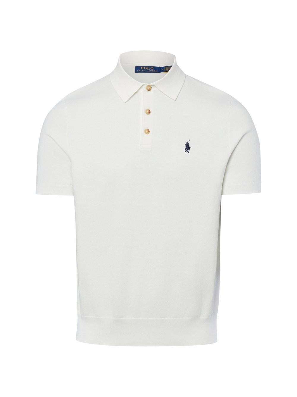 Polo Ralph Lauren Męska koszulka polo z dzianiny Mężczyźni drobna dzianina biały, S