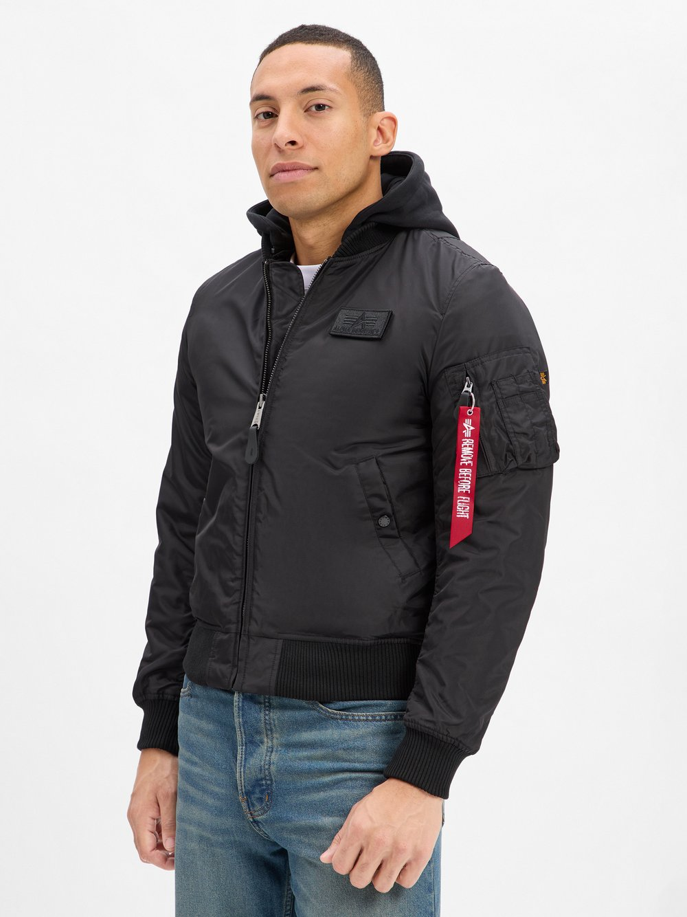 Alpha Industries Męska kurtka bomberka - MA-1 Two Tone Hood Mężczyźni Sztuczne włókno czarny, XL