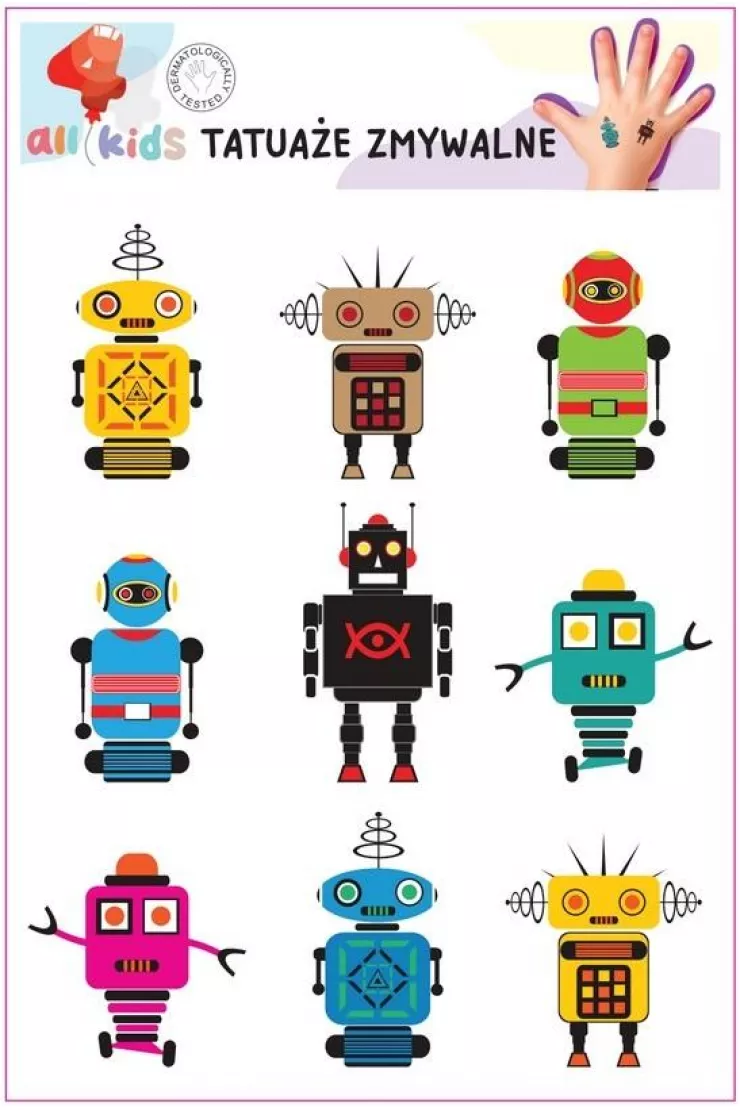 Tatuaże zmywalne dla dzieci Roboty