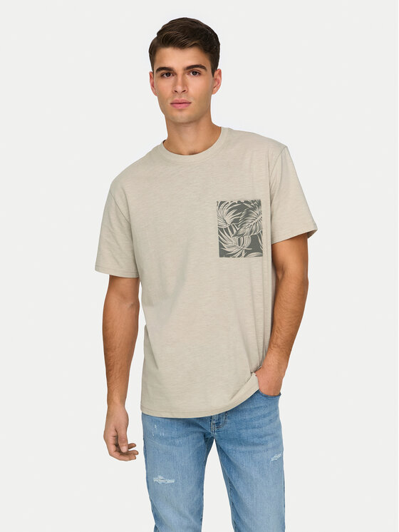 Only & Sons T-Shirt 22025286 Beżowy Regular Fit