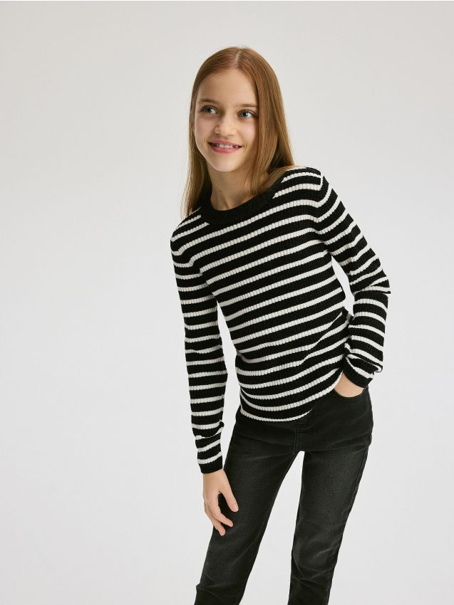 Reserved - Sweter w paski - czarny