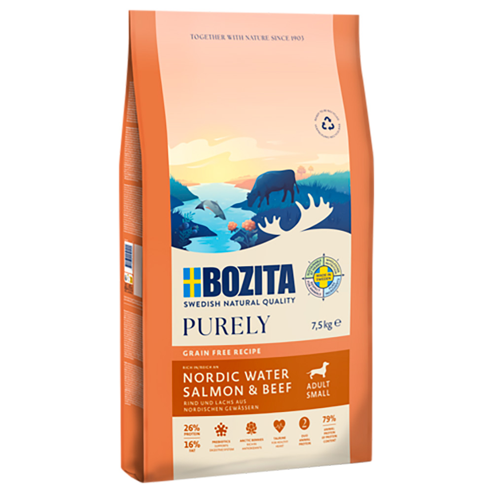 Bozita Dog Purely Adult Small Grain Free, łosoś i wołowina - 2 x 7,5 kg