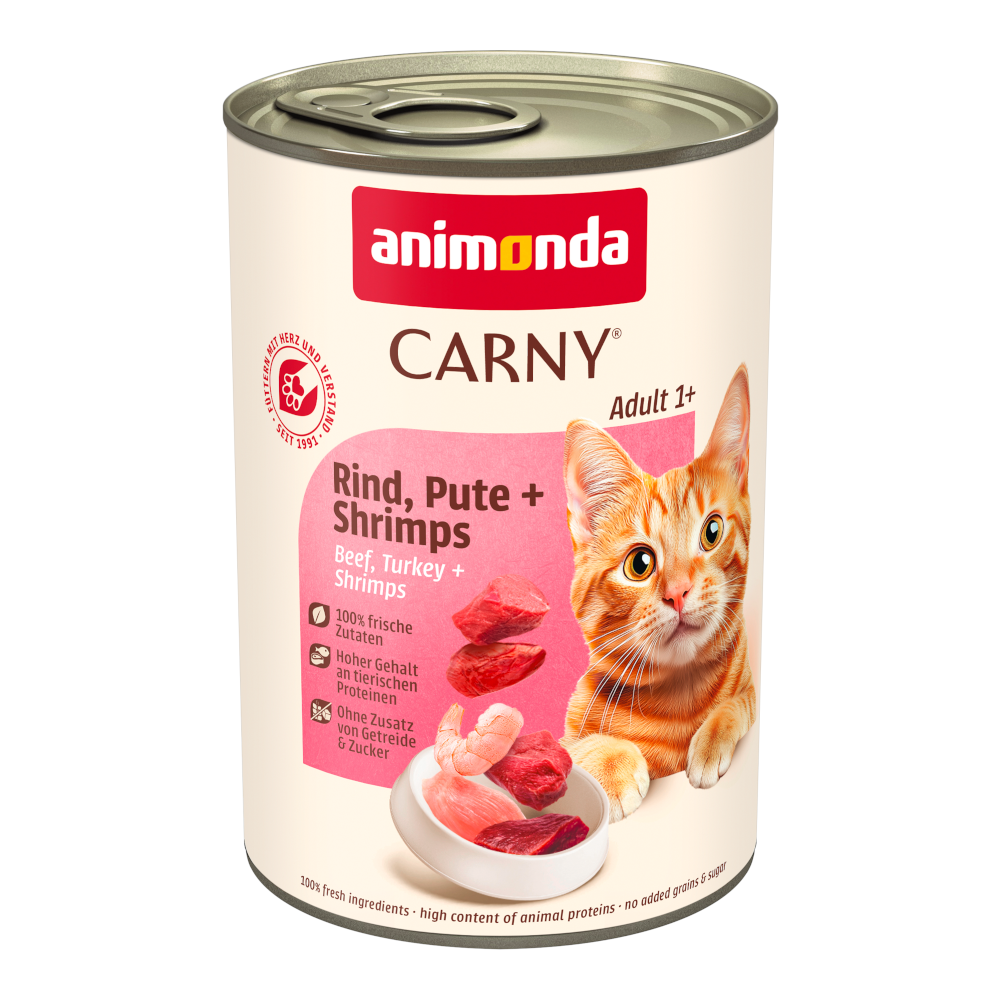 animonda Carny Adult, 6 x 400 g - Wołowina i indyk z krewetkami