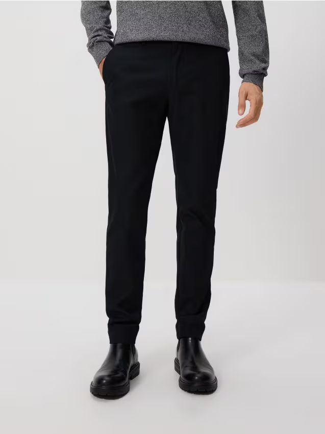 Reserved - Spodnie chino slim fit w kratę - czarny