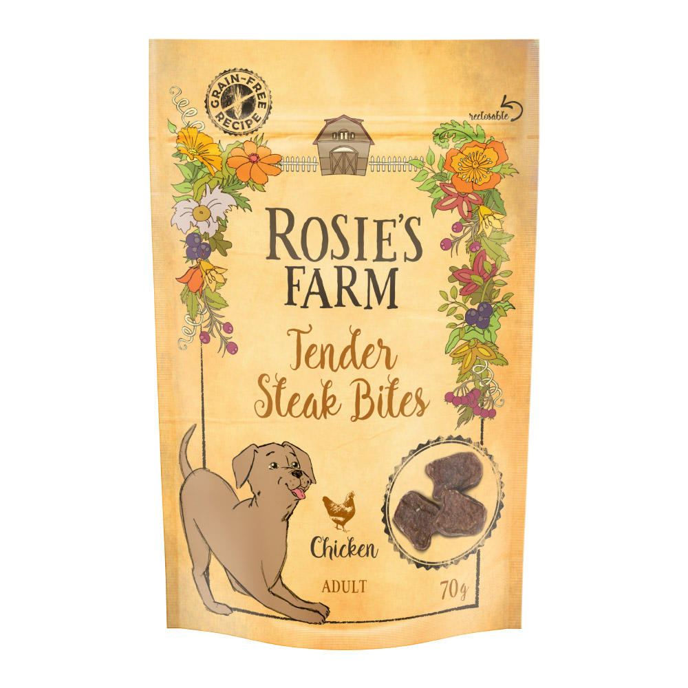 Rosie's Farm Snacks Adult "Tender Steak Bites", kurczak - 5 x 70 g