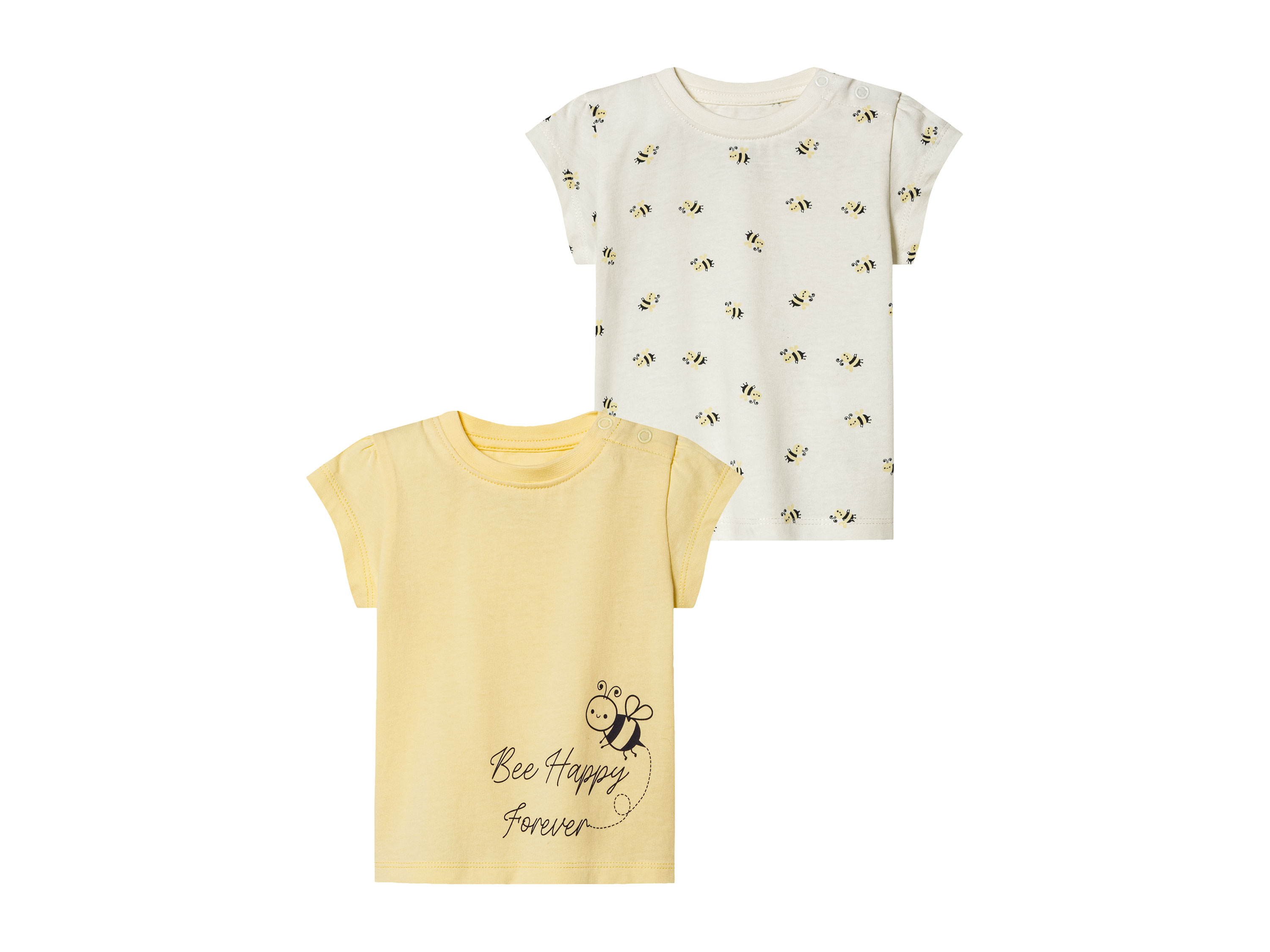 lupilu® T-shirty niemowlęce z bawełny organicznej, 2 sztuki (74/80, Biały/żółty)