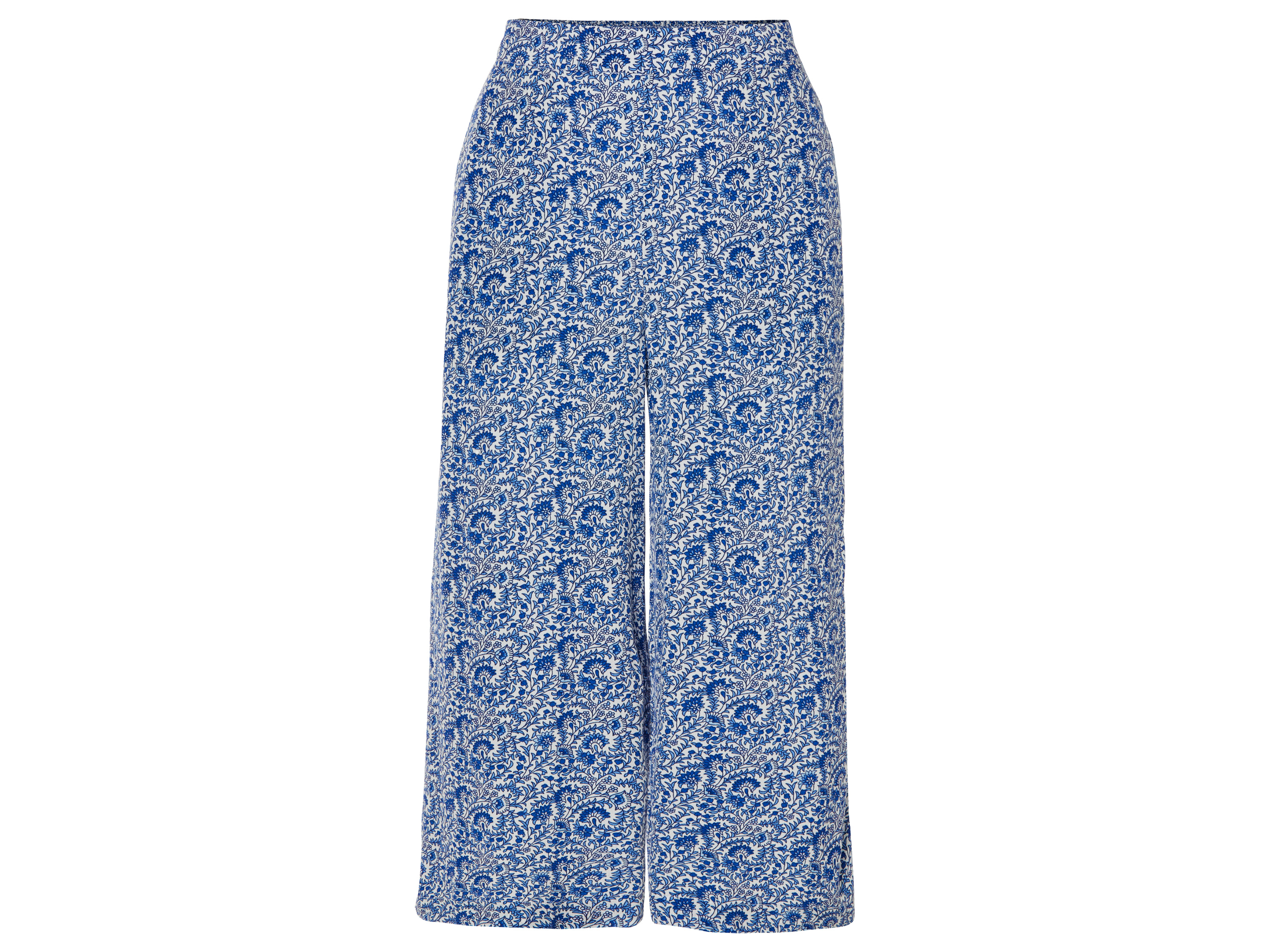 esmara® Spodnie damskie z wiskozy, wide leg (38, Niebieski/ biały)