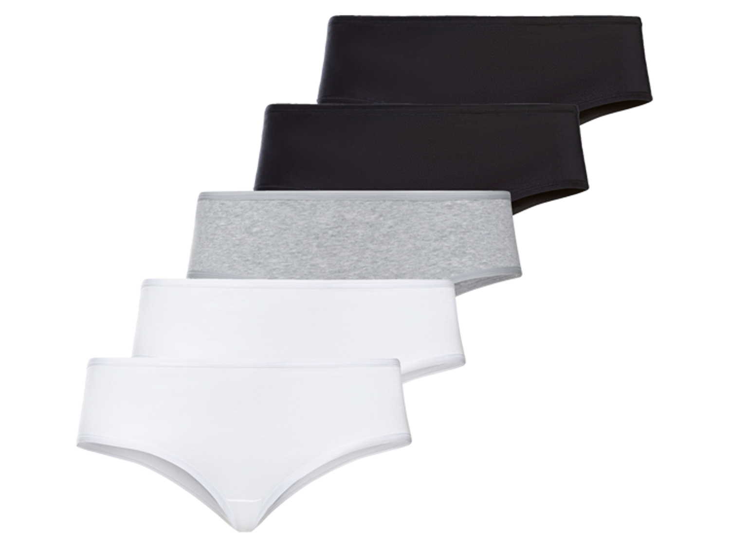 esmara® Hipstery damskie z bawełny, 5 par (XXL (52/54), Czarny/ szary/ biały)