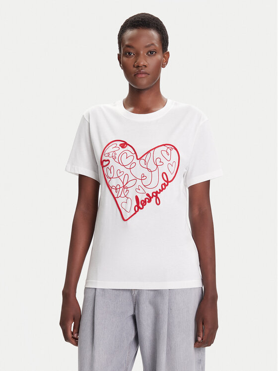 Desigual T-Shirt Roma 25WWTK50 Biały Regular Fit