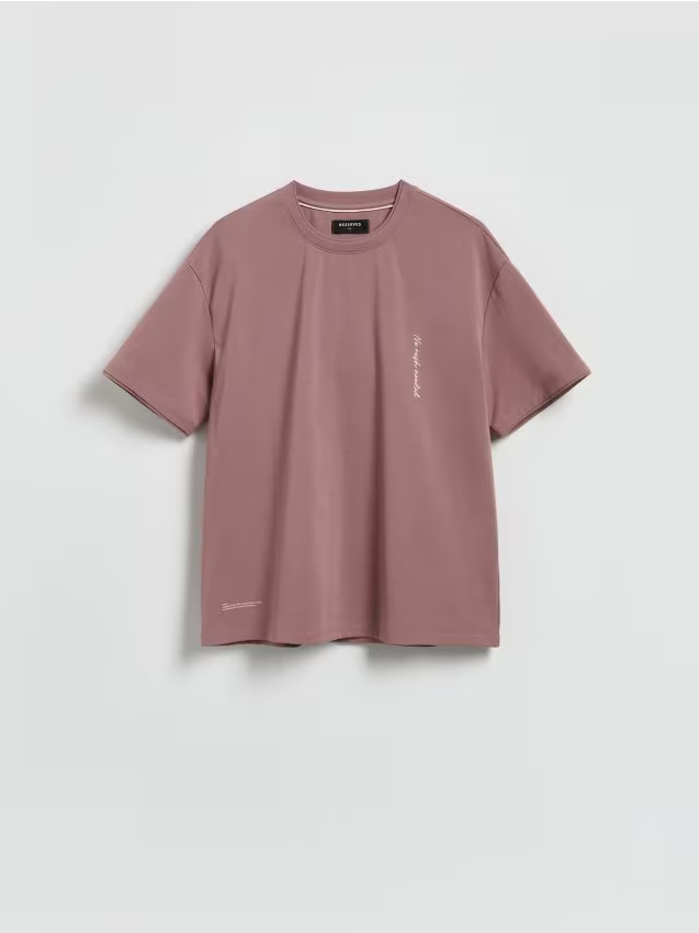 Reserved - T-shirt boxy z bawełną - jasnofioletowy