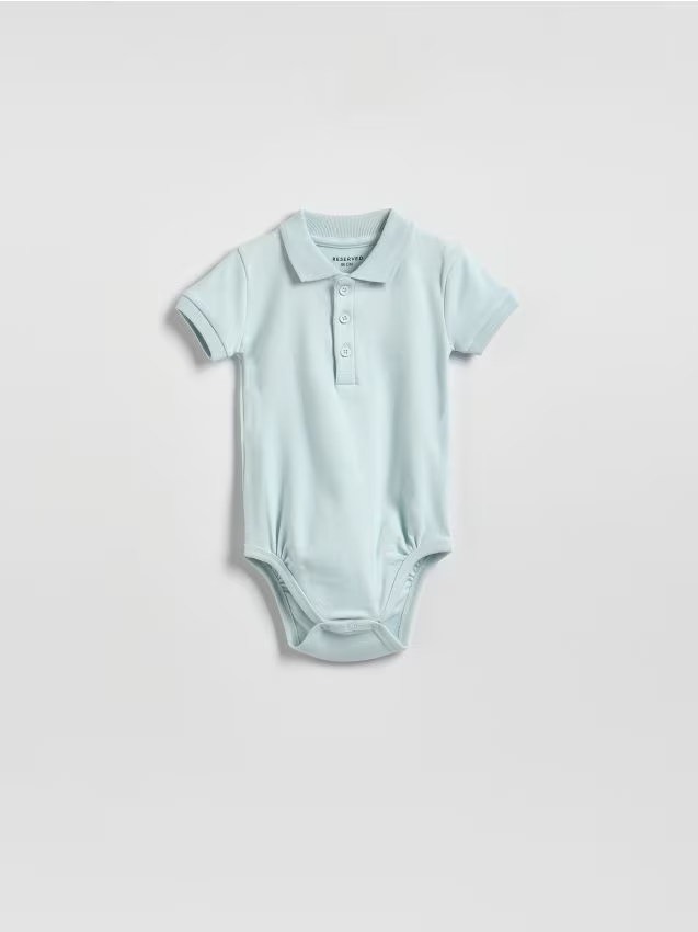 Reserved - Bawełniane body polo - jasnoniebieski