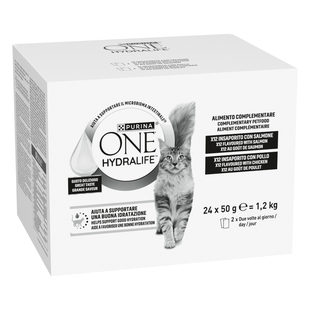 PURINA ONE Hydralife Liquid, napój dla kotów, 24 x 50 g - Pakiet mieszany (2 smaki)