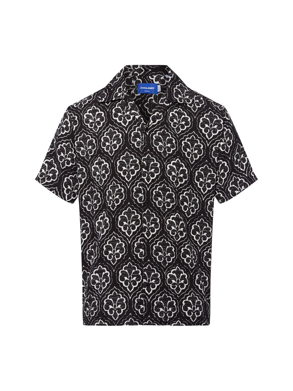 Jack & Jones Koszula męska - Jorhydra Mężczyźni Regular Fit Bawełna czarny|biały, M