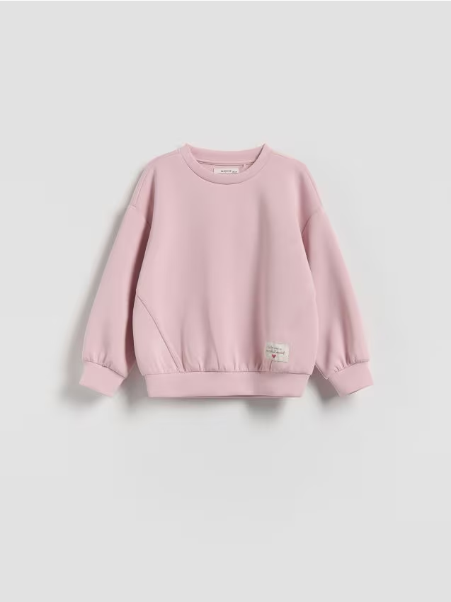 Reserved - Gładka bluza z modalem - pastelowy róż