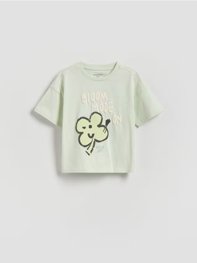 Reserved - Bawełniany t-shirt - jasnozielony
