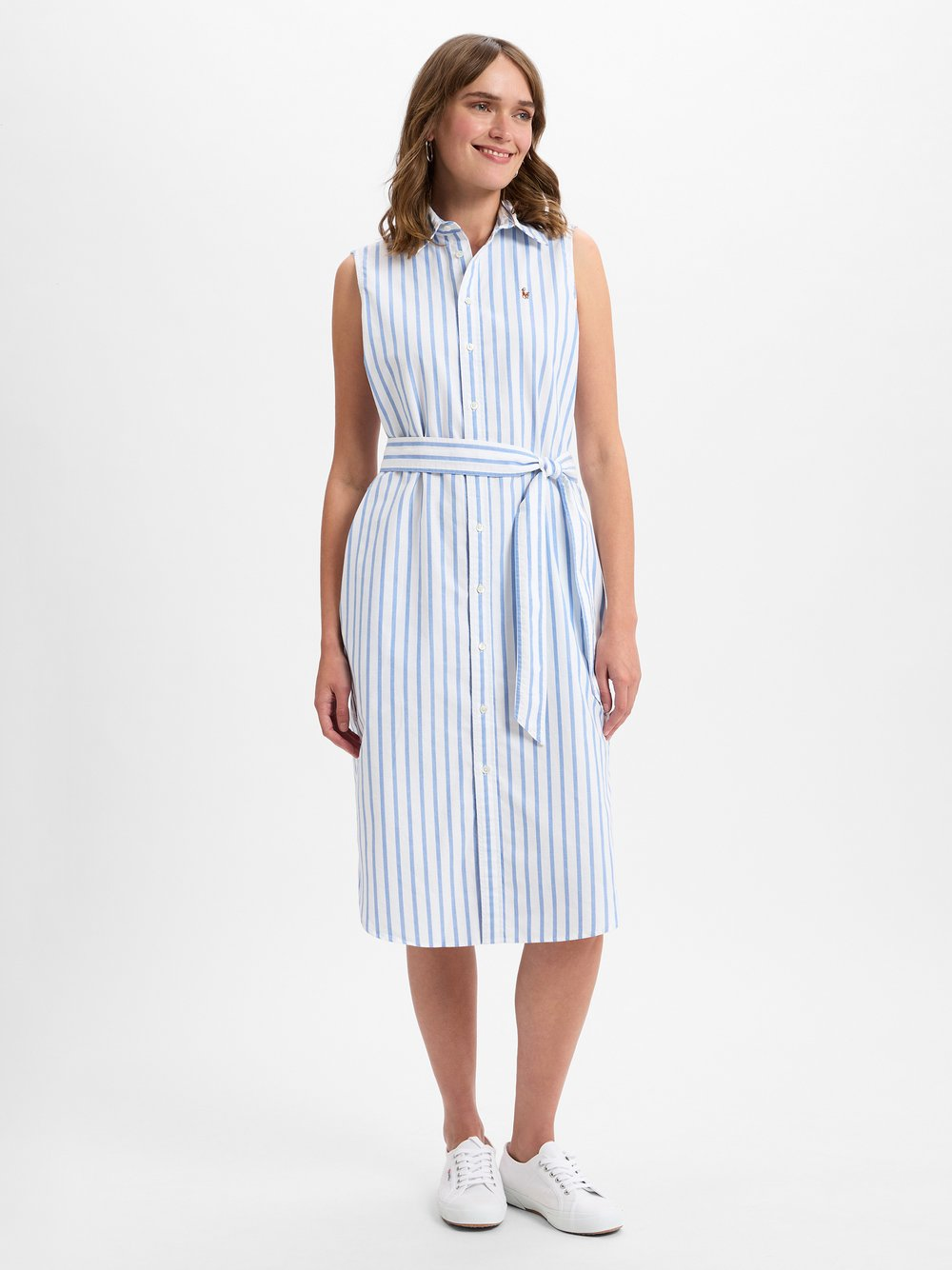 Polo Ralph Lauren Damska sukienka koszulowa Kobiety Bawełna niebieski|biały, 44