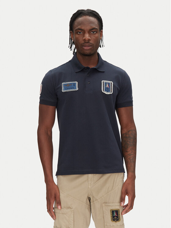 Aeronautica Militare Polo 251PO1851P344 Granatowy Regular Fit