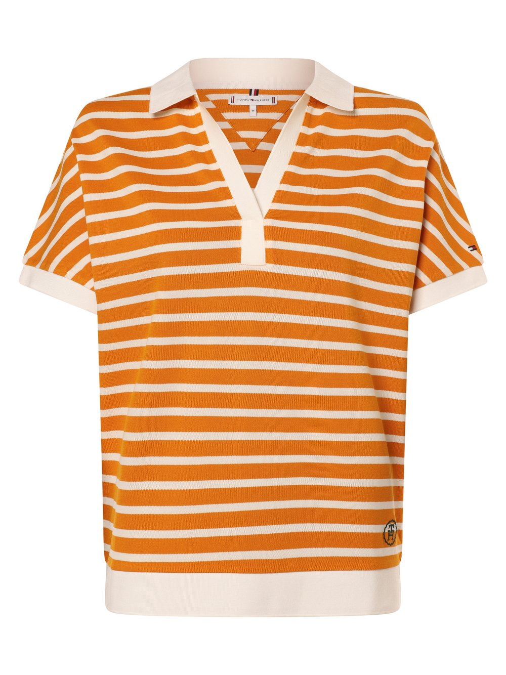 Tommy Hilfiger Damska koszulka polo Kobiety Lyocell beżowy|pomarańczowy, S