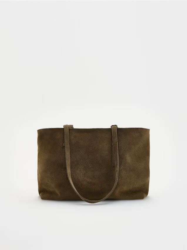 Reserved - Zamszowa torebka shopper - brązowy